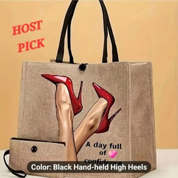 Trendy Retro Handbags - 2 Piece burlap tote bag set